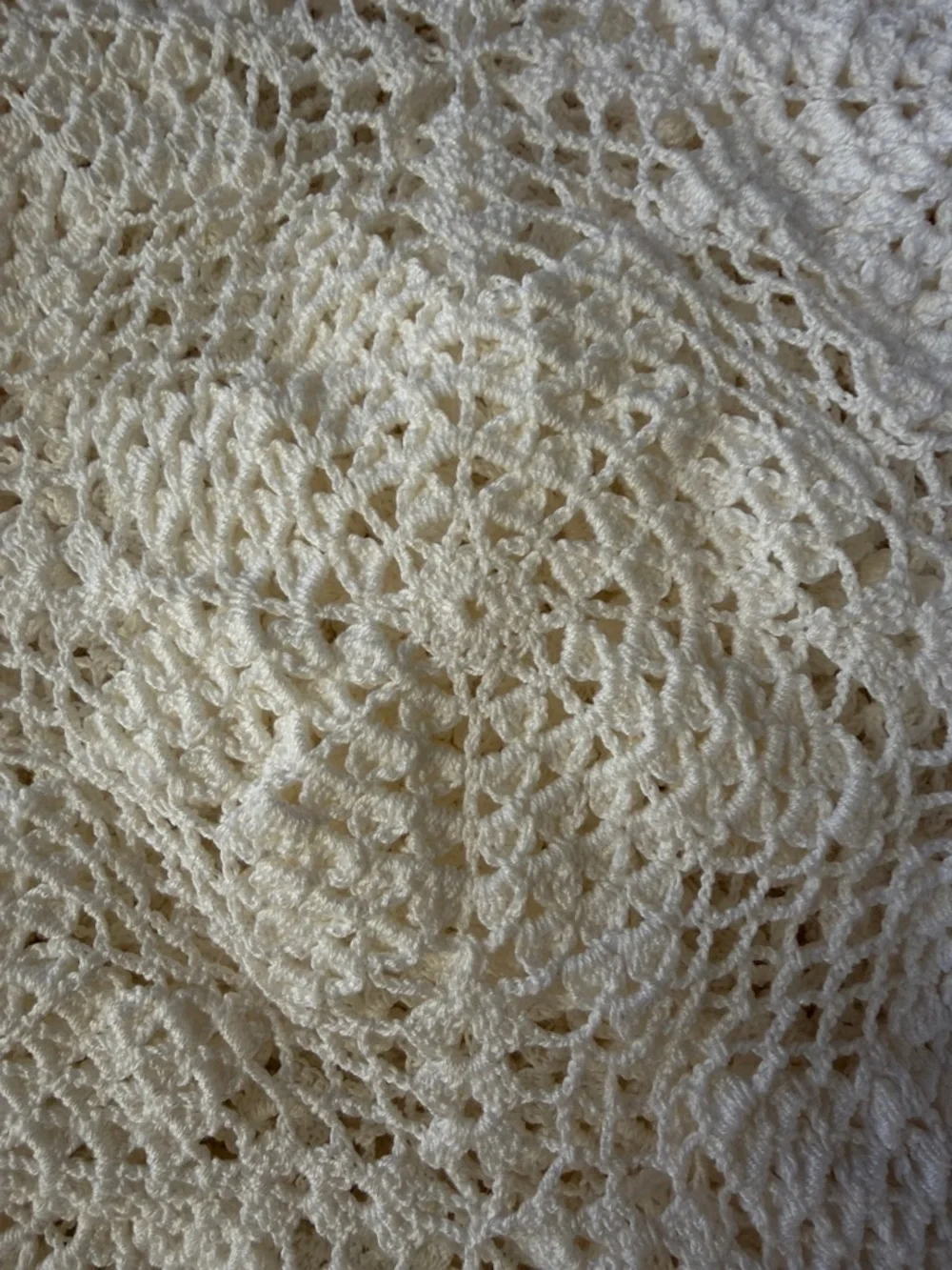 White Popcorn Crochet Bedspread Queen King 110x105 Cottagecore Farmhouse